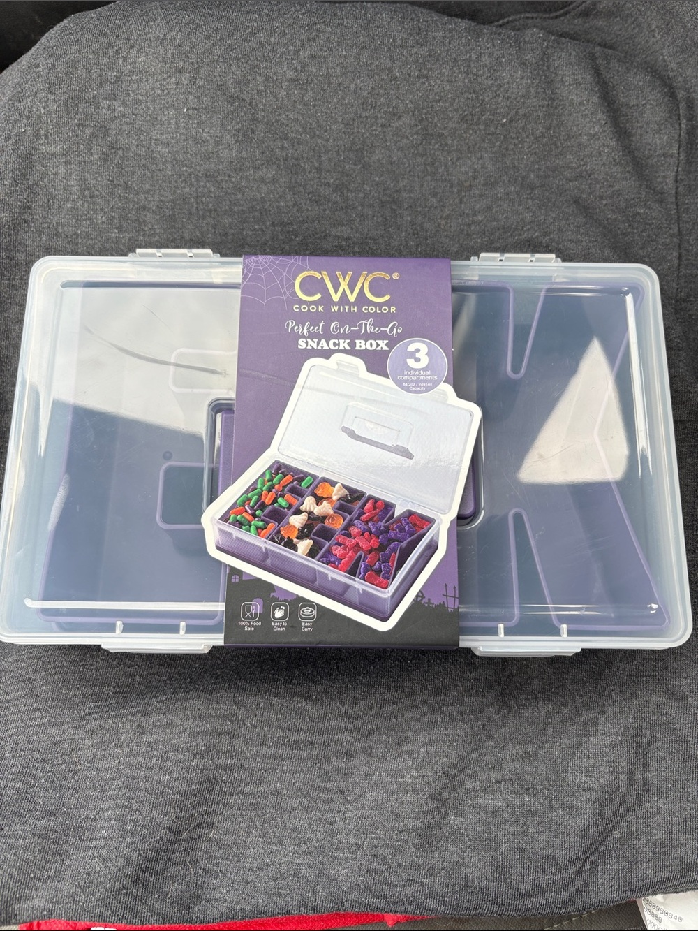 Purple EEK Snack Box Organizer - Portable Compartment Storage